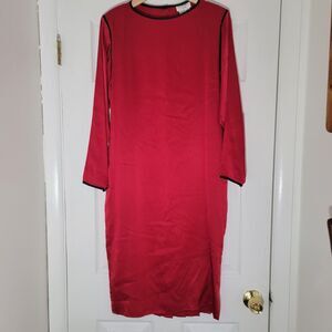 Vintage The Silk Farm Made In Korea Red Silk Midi Dress Old Money Modest Sz‎ 6/8